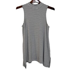 Mossimo Striped High Neck Ribbed Tank top Black and whit Size Small